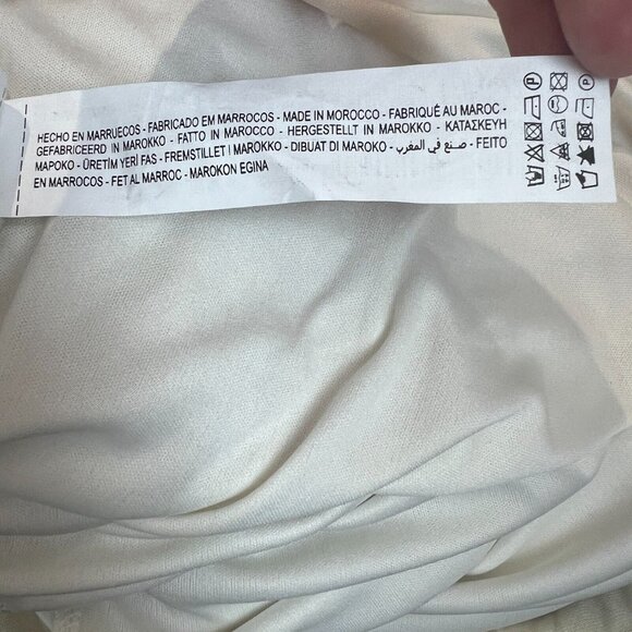 Zara Maxi Dress Womens XS Cream Gray Ruched One Shoulder Long‎ Sleeve Mesh Y2K - Picture 12 of 15